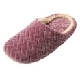 thumbnail image 2 of Women’s Cozy Slippers, Simple Design Warm House Shoes with Anti-Skid Quiet Sole, Machine Washable for Cold Weather, Lounge, and Her Purple 43, 2 of 4
