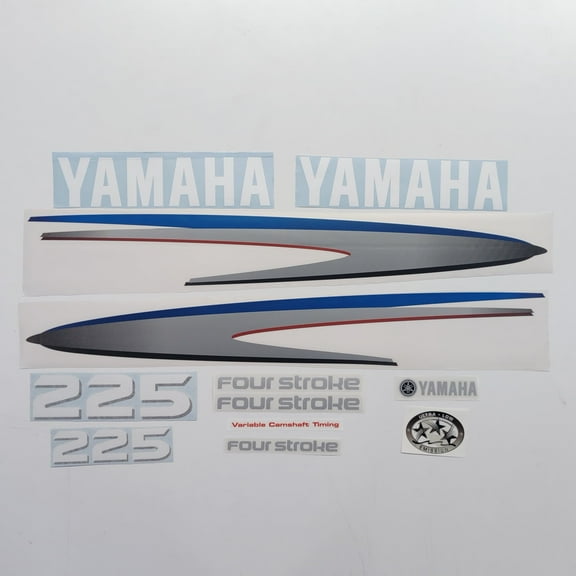 411 Decals Aftermarket Replacement for Yamaha 225 Four Stroke 2002-2006 Gray-White Decal (Sticker) Set