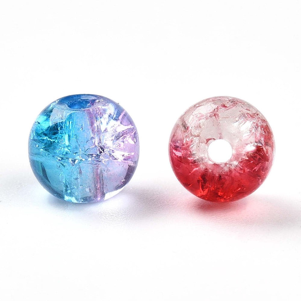 Baking Painted Transparent Glass Beads Round Mixed Color 6~6.5mm Hole: 1.2~1.6mm about 3105pcs/1000g