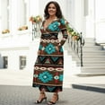 thumbnail image 3 of FKELYI Womens Maxi Dress for Fall Casual Dress American Tribal Brown Geometric Print A-Line Tiered Flowy Long Sleeve Dresses with Side Pockets for Wedding Guest, XL, 3 of 6