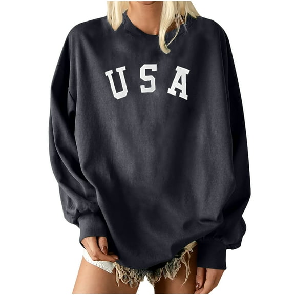 Lindreshi Sweatshirts for Women Women Tops Casual Long Sleeve Letter Printing Sweatshirt Pullover Shirts Blouse