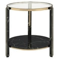 thumbnail image 2 of ACME Thistle Round End Table in Clear, Black and Champagne, 2 of 5