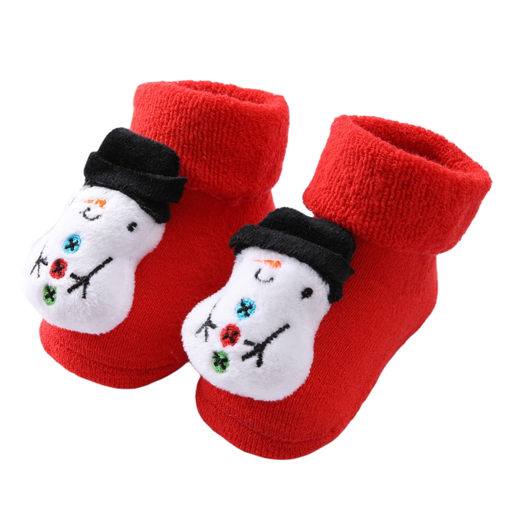 Actoyo Newborn Infant Toddler Slipper Socks Baby Girls Boys Grips Socks Christmas Socks Kids