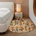thumbnail image 3 of 4ft Round Rug Brown Boho Area Rugs for Living Room Bedroom Washable Non Slip Circle Rug Low Pile Farmhouse Vintage Ethnic African Women Indoor Floor Carpet for Kitchen Entryway Office Dining Room, 3 of 9