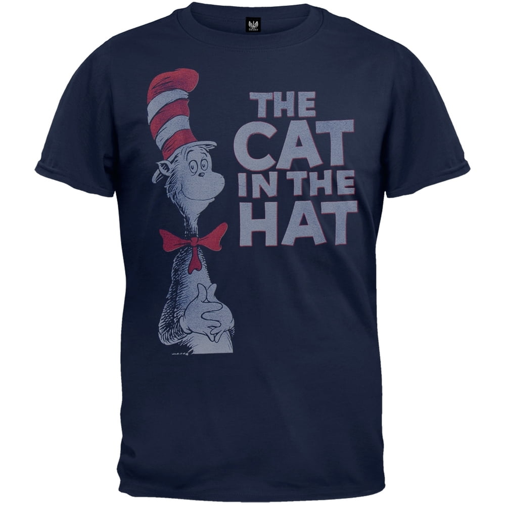 Dr. Seuss - The Cat in the Hat Soft Navy T-Shirt - Walmart.com