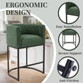 thumbnail image 3 of CRERIYO 26" Counter Height Bar Stool Set of 1, Chenille Upholstered Modern Barrel Bar Chair with Metal Frame, Green, 3 of 6