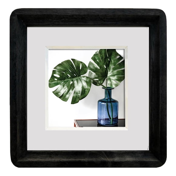 Hometrends Curved Edge 6x6in Wood Photo Frame Black, Decorative Tabletop and Wall Picture Frame