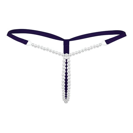 AQUTE Women Panty Beaded G-String Thong - Sexy Pearl Design for a Unique Touch - Purple  One Size