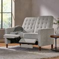 thumbnail image 3 of GDF Studio Manville Contemporary Faux Leather Tufted Loveseat Pushback Recliner, Light Gray Tweed Fabric and Dark Espresso, 3 of 13
