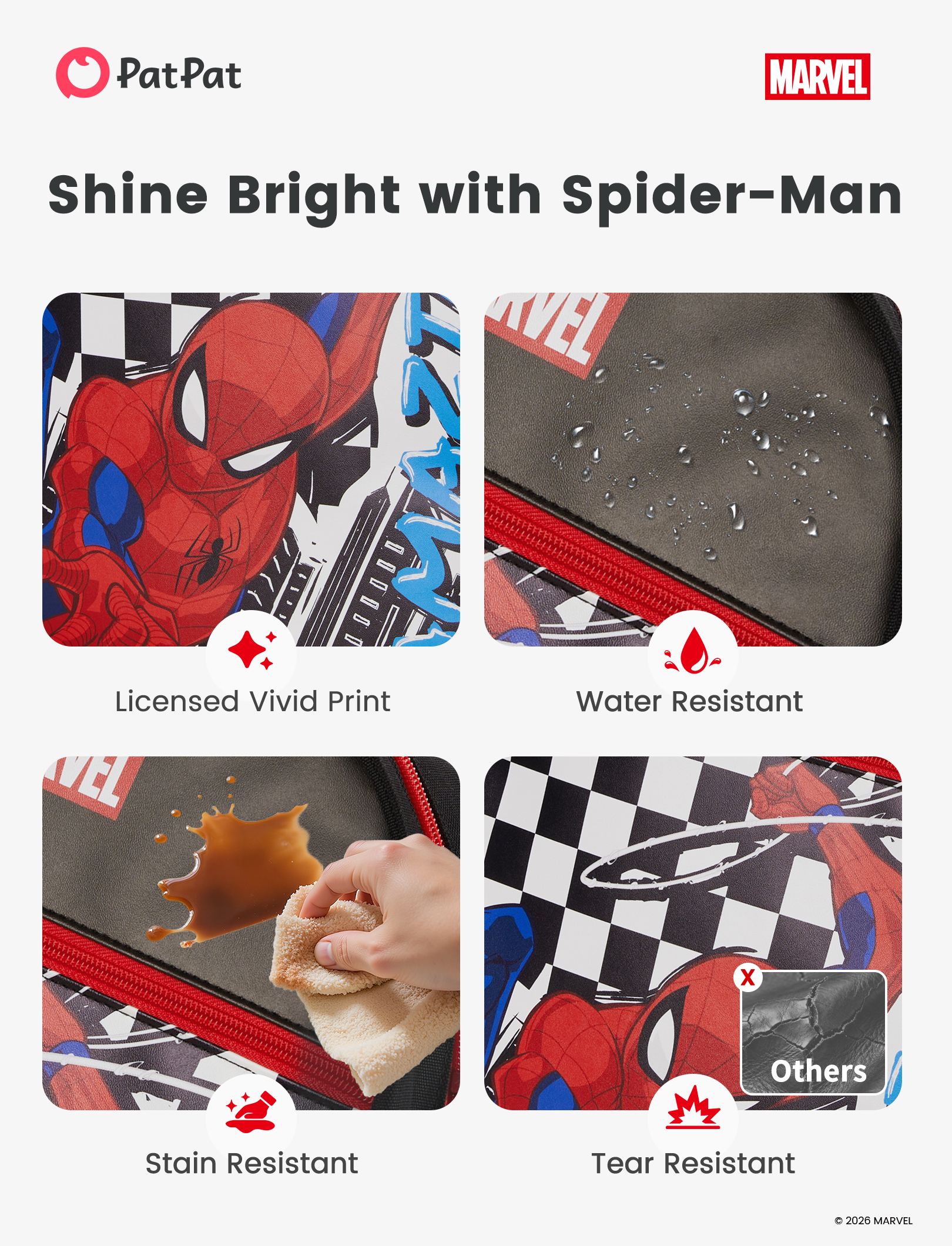 Mochila para niño de Spider-Man, resistente al agua, para escuela, para niños pequeños, para primaria 3