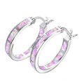 thumbnail image 1 of Lindos y románticos pendientes redondos de oro rosa, estilo bohemio, con imitación de ópalo naranja, azul y blanco, pendientes de aro de moda para mujer, color rosa. Código de producto: 732. Rosa, 1 of 4