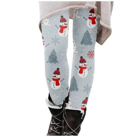 Dndkilg Christmas Leggings for Women Graphic Tummy Control High Waisted Holiday Womens Panties Funny Workout Clothing Tight Active Leggings Gray M
