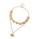 thumbnail image 4 of Boho gargantilla collar mujer joyería linda concha encanto colgante cadena dorado Hugo Collar con colgante de joyas, 4 of 10
