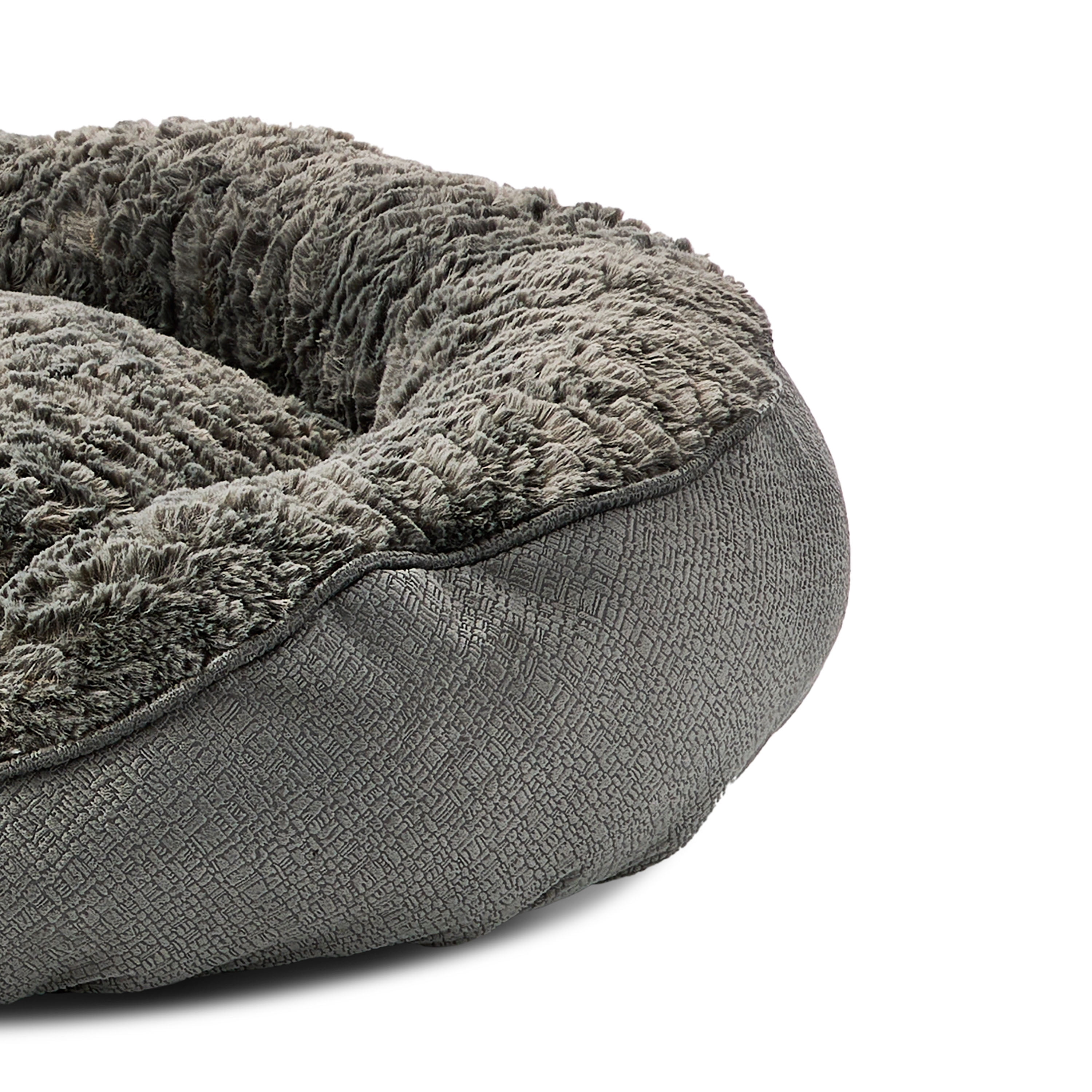Vibrant Life Large Oval Cuddler Bolster Cat or Dog Bed, Gray, 32" x 42"