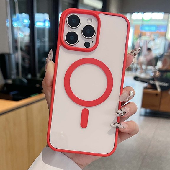 for iPhone 16e Case Magnetic [Support Magsafe Charger] Wireless Anti-Scratch Shockproof Clear Four Corner Cushion Durable Anti-Dropping Cover for iPhone 16e, Red