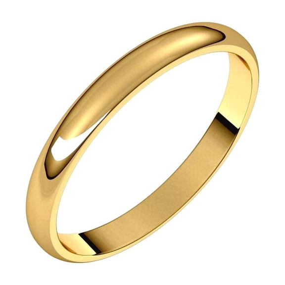 14k Yellow Gold Half Round 2.5mm Lightweight Half Round Light Band Size 4.5 Ring for Women and Men