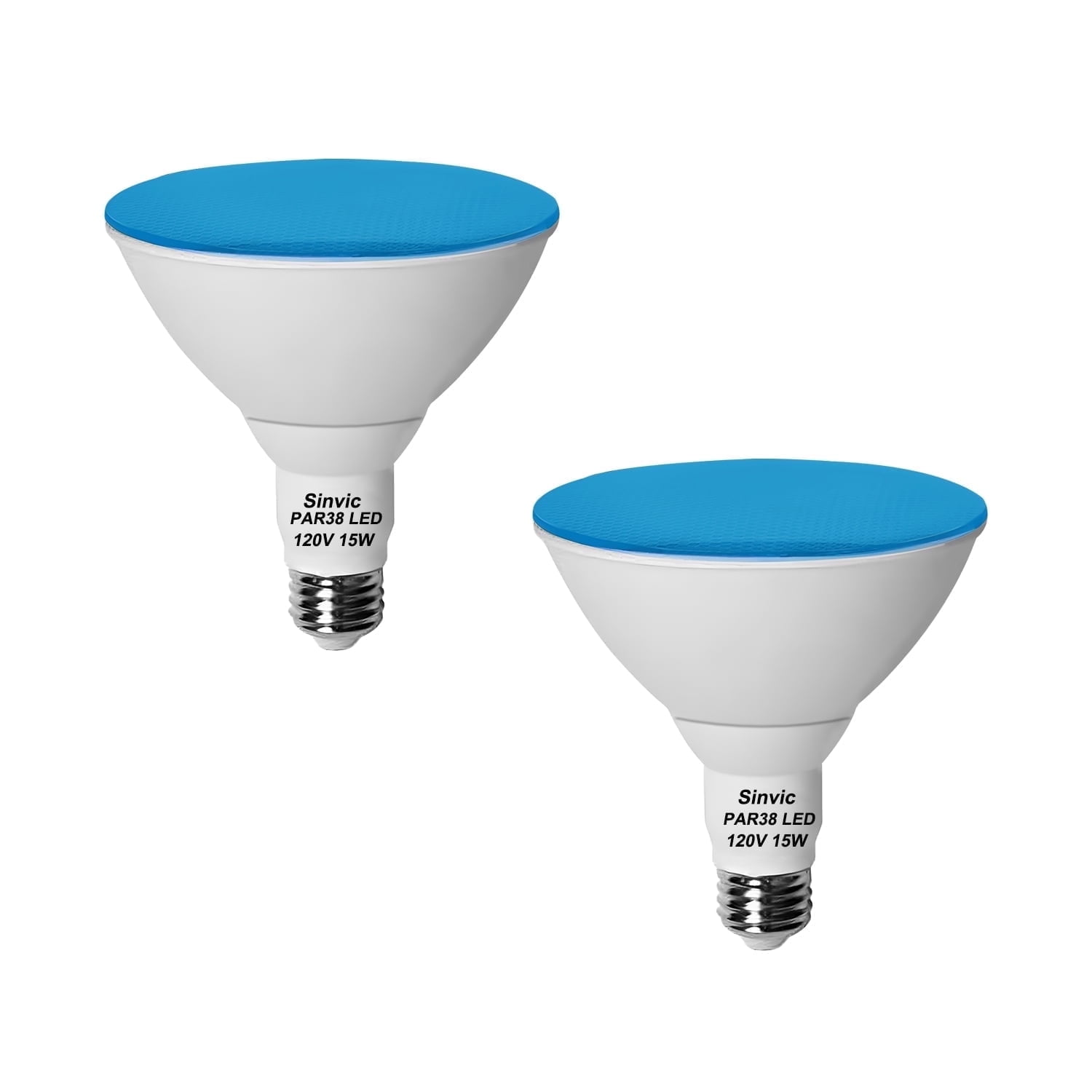 Sinvic 2 Pack Dimmable Blue PAR38 LED Bulb 15W 150W Equiv 700LM 120V E26 Outdoor Flood Light