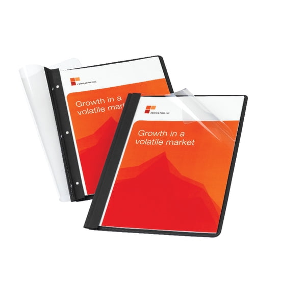 Office Depot Leatherette ClearFront Report Covers, Black, Pack Of 10