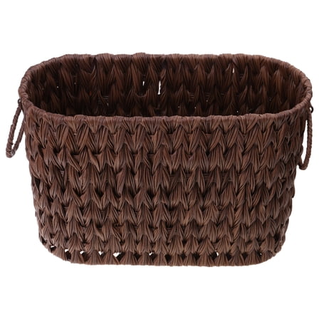RUISINERY Wicker Basket with Lid for Bathroom Storage Multipurpose Decorative Holder for Closet Elegant Styles