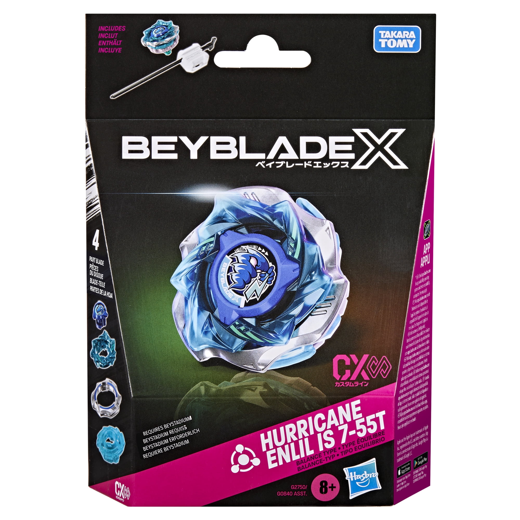Beyblade X Hurricane Enlil IS 7-55T CX Infinity Starter Pack Set with Top & Launcher, Ages 8 and up