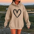 thumbnail image 2 of Miluxas Women's Hoodies Pullover Love Heart Print Sweatshirts Long Sleeve Tops with Pockets Khaki M(M), 2 of 4