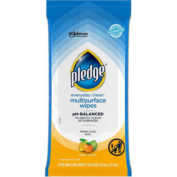 Multisurface Cleaning Wipes, pH Balanced, Fresh Citrus, 25 Count