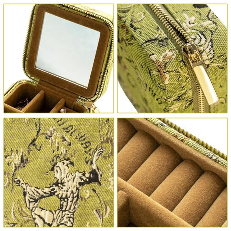 CEORPER Soft Fabric Jewelry Case with Multiple Sections for Safe Necklace Keeping