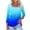 Blue, variant on Women's Casual T-Shirt Gradient Color Square Neck Three-Quarter Sleeve Loose Fit Fashion Top, Hot Pink S