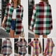 thumbnail image 4 of Camisa a cuadros suelta para mujer Botones de manga larga Camisas largas casuales de color en contra TOMSHOO Medio, 4 of 7