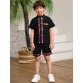thumbnail image 6 of IDOPIP Toddler Baby Boys Mexican Outfits Short Sleeve Button Up Shirt+Shorts Traditional Ethnic Wear, 6 of 10