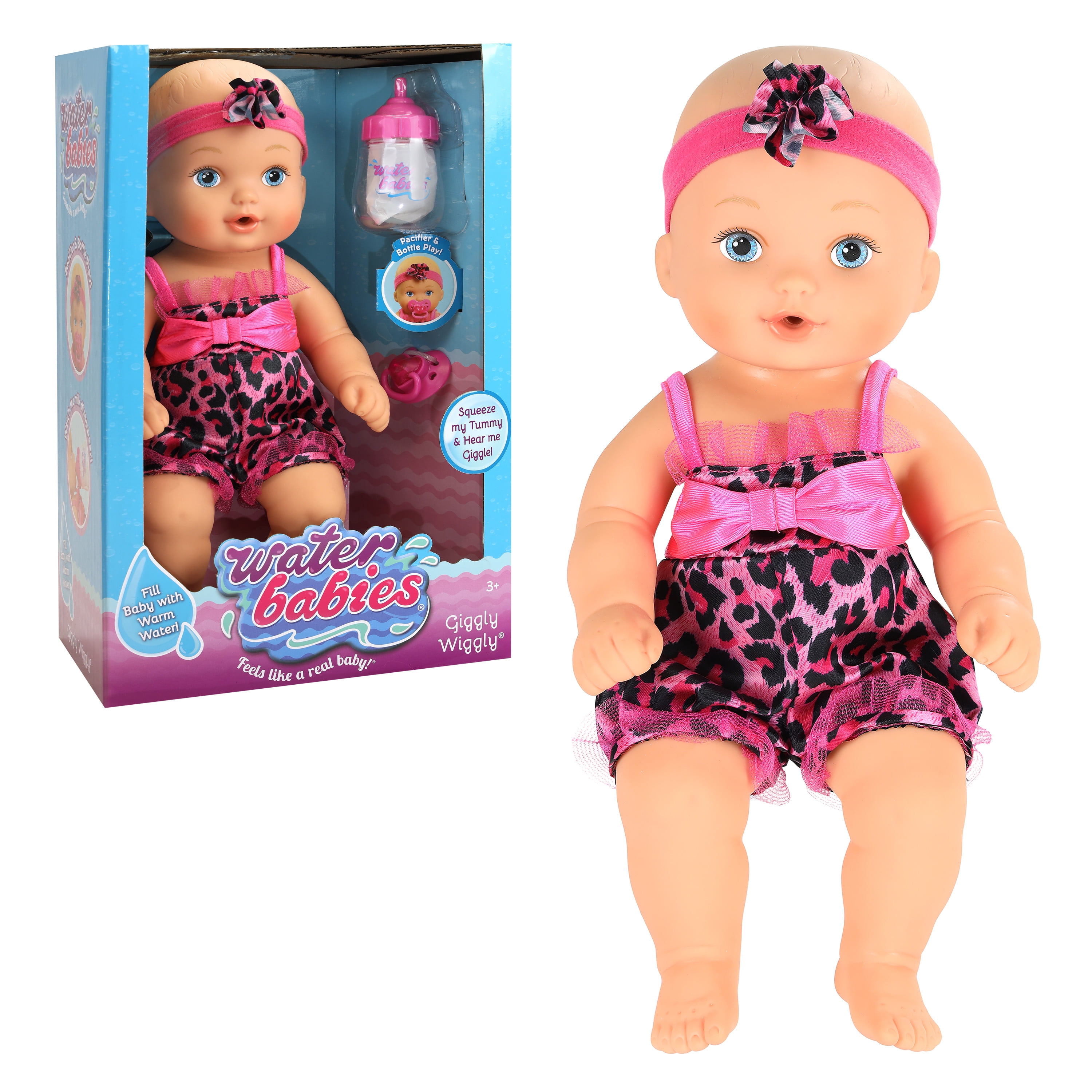 Waterbabies Doll Giggly Wiggly, Pink Safari, Water Filled Baby Doll