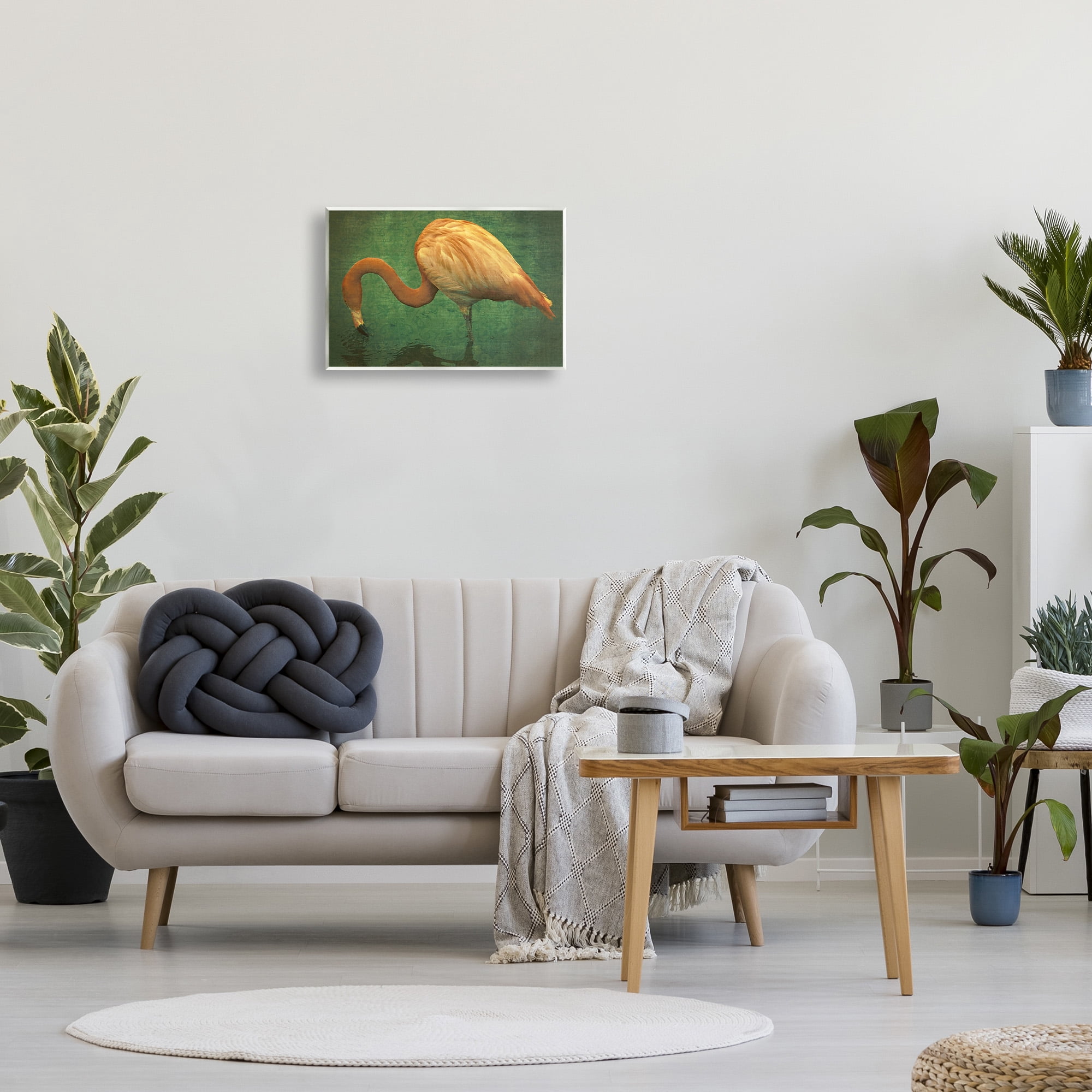 Stupell Industries Dark Flamingo in Pond Animals & Insects Painting Unframed Art Print Wall Art, 19 x 13