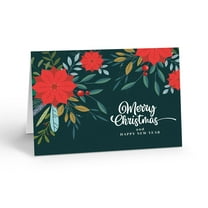 Poinsetta Christmas and New Year Holiday Cards - 12 Cards and Envelopes - Christ