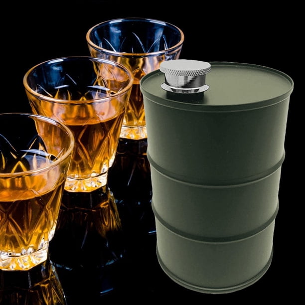 Petaca de barriles de aceite, petaca de material acero inoxidable, petaca portátil para viajes, senderismo, , verde verde