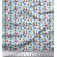 thumbnail image 1 of Soimoi Silk Fabric Text,Tree & Owl Cartoon Printed Craft Fabric by The Yard 42 Inch Wide, 1 of 3