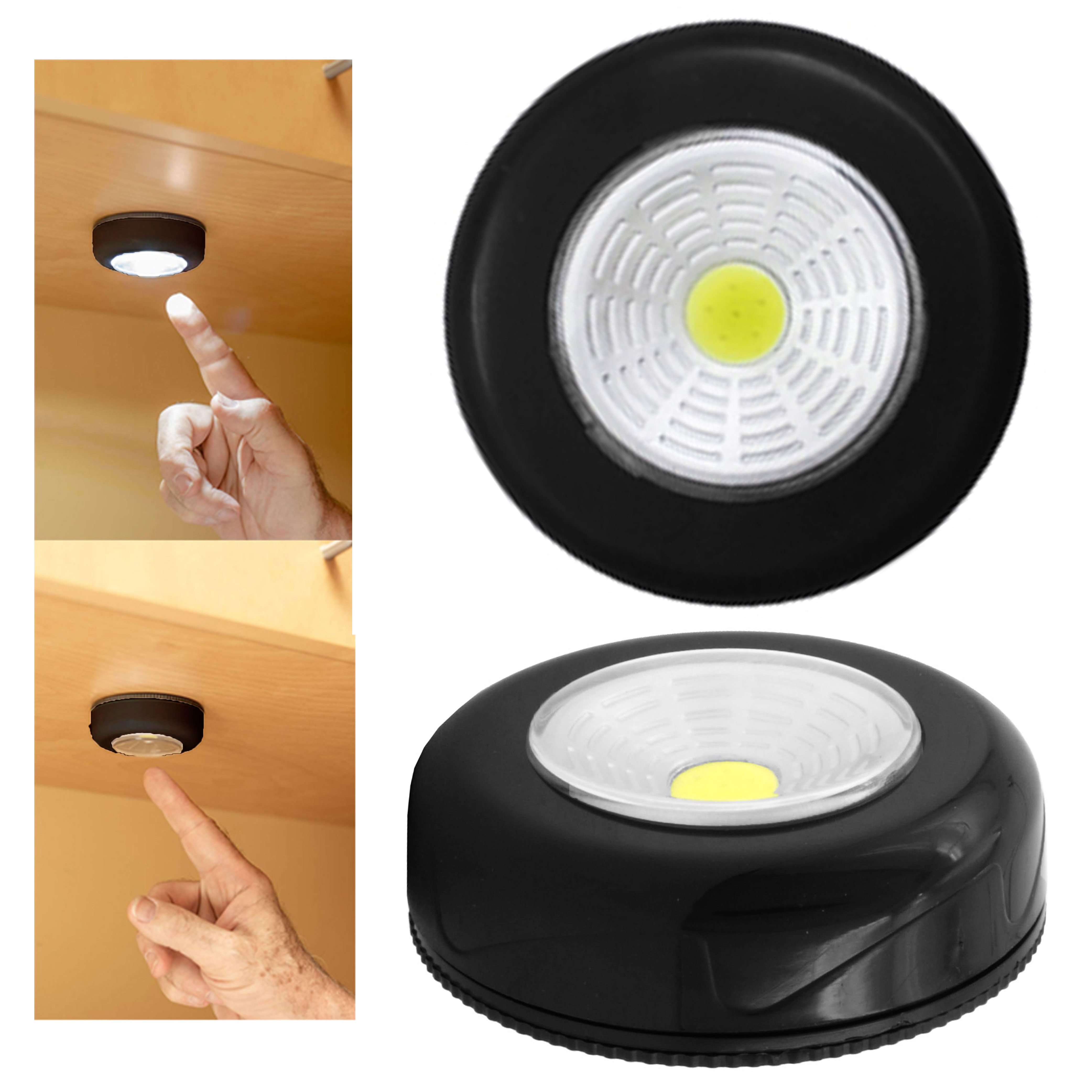 4 Pc COB LED Night Light Tap Push Closet Hallway Wireless Battery