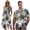 A-Pink Hibiscus, variant on Octopus Couple Outfits Matching Sets Mens Button Down Shirt Hawaiian Shirts and Women's Round Neck Dress Irregular Hem Travel Outfits with Pocket