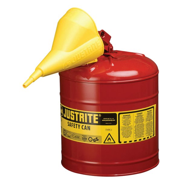 Justrite Type I Safety Cans, Flammables, 5 gal, Red, Funnel Walmart