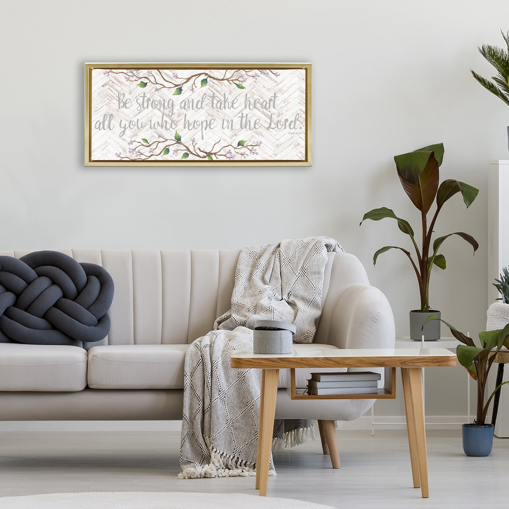 Stupell Industries All You Who Hope Gold Framed Floater Canvas Wall Art, design by Elizabeth Medley
