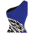 thumbnail image 3 of Angel-fashions Women's One Shoulder Rhinestone Splicing Slit Dresses Zebra Pattern Long Prom Evening Party Gown High Slit Club Latin Dance Dress Stage Outfits Slim Summer Dress Royal Blue X-Large, 3 of 5