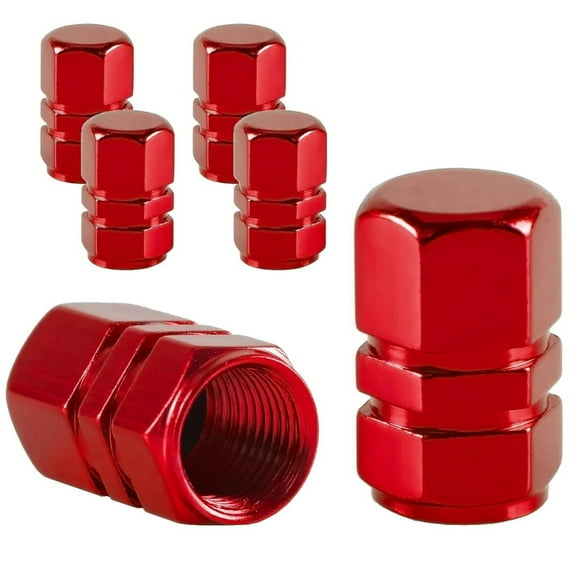 JacobsParts Tire Valve Stem Caps, 4 pcs/pack, Anodized Aluminum Corrosion Resistant Universal Tire Valve Cap Set for Cars, SUVs, Bikes, Trucks and Motorcycles, Red