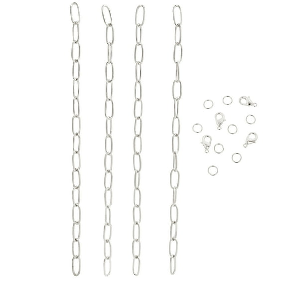 Cousin DIY Silver Dainty Long Chain for Jewelry Making, 7.5 in Each, 4 Piece, Adult, 69995802