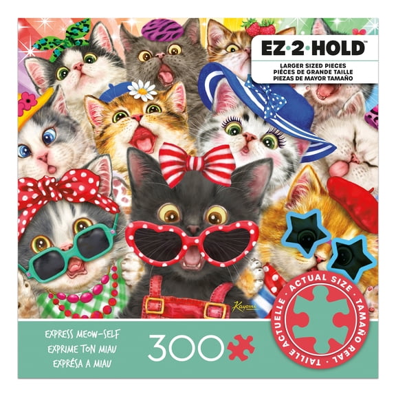 Ceaco Kayomi Harai Express Meow-self 300-PC Interlocking Jigsaw Puzzle for Adults Ages 14