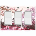 thumbnail image 1 of Metal Light Switch Plate Cover Japanese Pink Sakura Flower House Red FLW128, 1 of 13