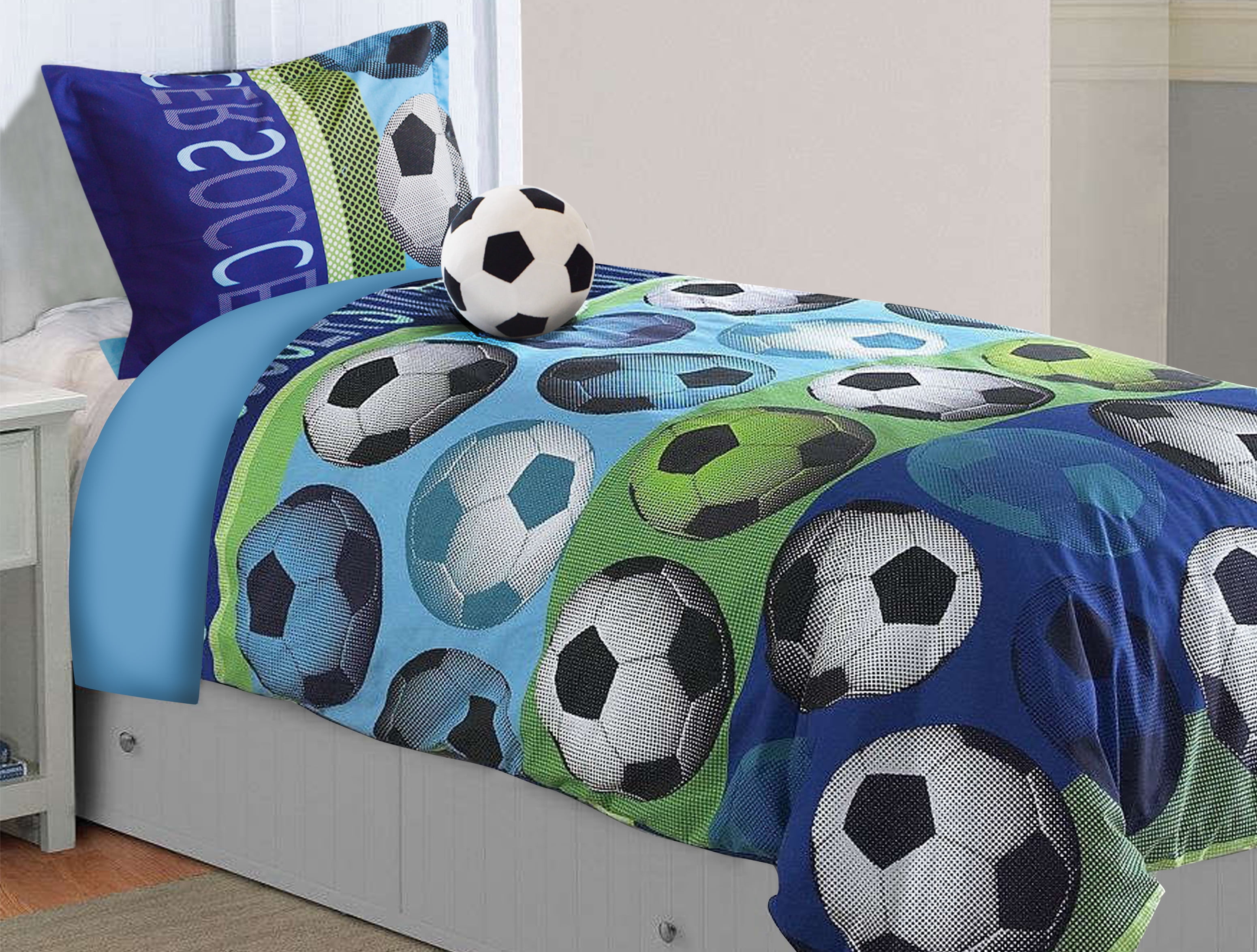 All American Collection New 3 Piece Twin Size Soccer Comforter Set with