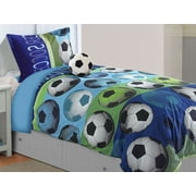All American Collection New 3 Piece Twin Size Soccer Comforter Set with Furry Friend, Matching Sheet Set and Curtain Set Available Separately (3pc Twin)