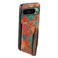 thumbnail image 6 of for Google Pixel 8Pro Cork Wood Phone Case, Retro Floral Colorful Flower Printing Magnetic Folio Flip ID/Credit Card Holder Slot Back Cover Bag, Kickstand Support, 6 of 7