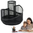 thumbnail image 5 of A Pen Holder Rotating Pencil Holder 360 Rotating Pen Caddy Holders Metal Mesh Desk Organizer with 5 Compartments Black Desktop Stationary Organizer for Home, 5 of 5