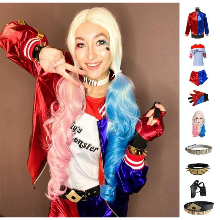 Kids/Adult harley costume quinn suit costume with accessories 