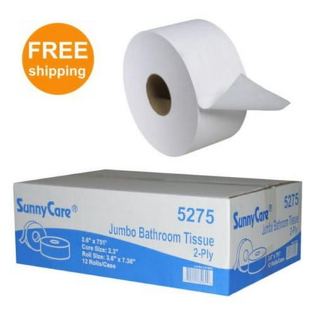 Sunnycare #5275 2-ply Mini Jumbo Roll Bath Tissue, Size 3.6